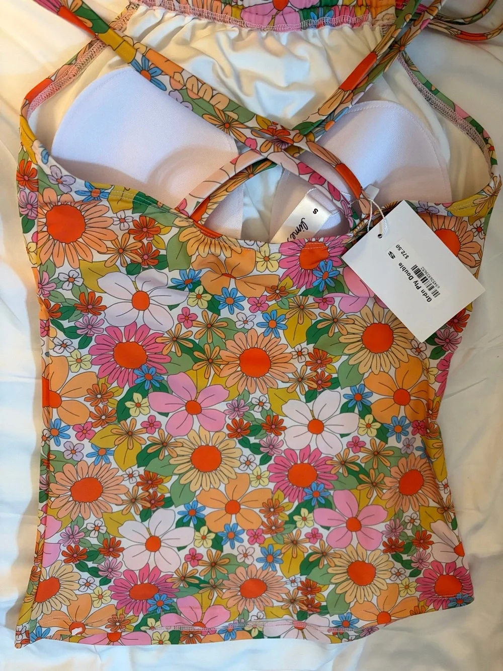 Lime Ricki Floral Ruched Square Neck Bikini Swim Top Size S